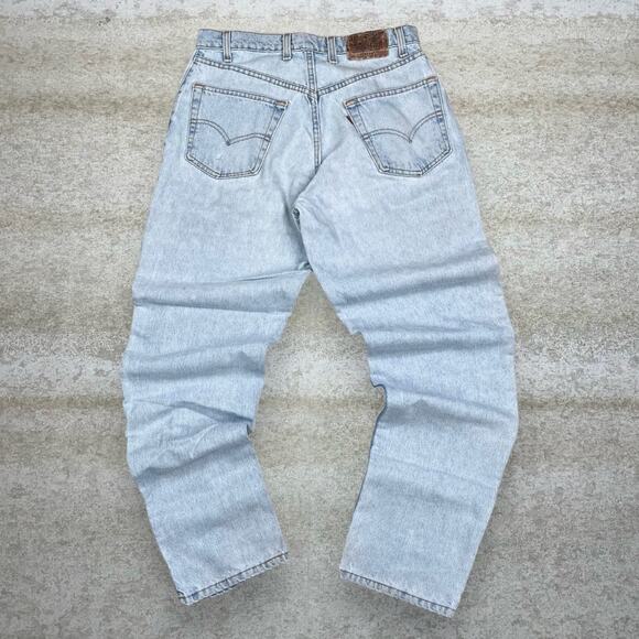 Vintage Levis 546 Jeans Loose Fit Light Wash Denim Pleated Made in USA Baggy 90s
